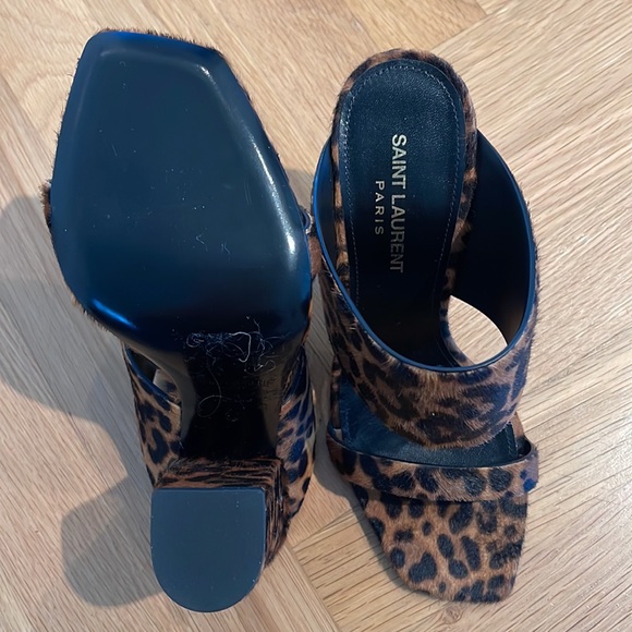 BNIB SAINT LAURENT Pony Hair Leopard Print Mule - Picture 3 of 5